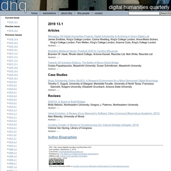DHQ: Digital Humanities Quarterly: Summer 2011