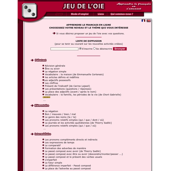 Liste des activités pour apprendre le français en ligne - learn French-