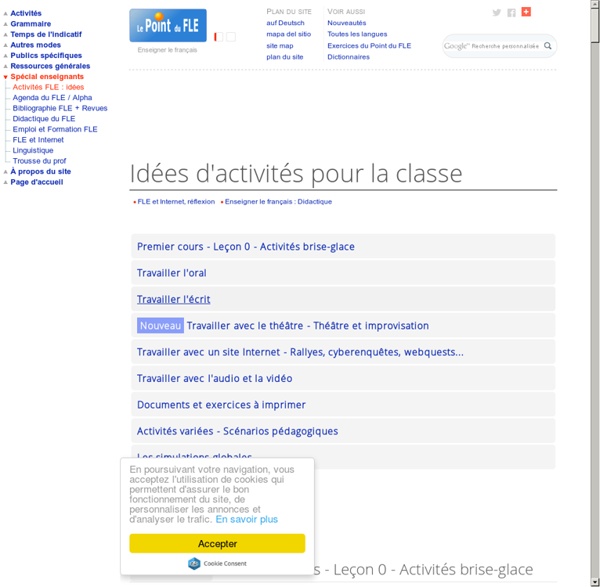 Activités pour la classe de français langue étrangère