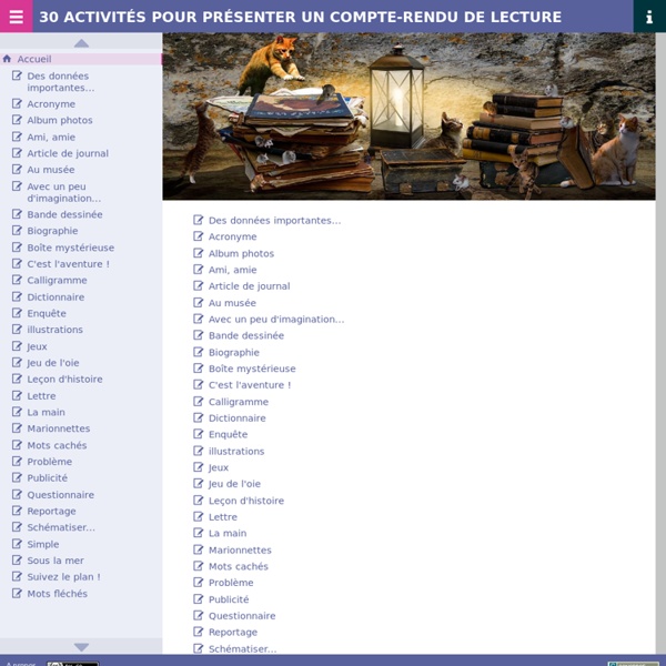 30 activités pour présenter un compte-rendu de lecture