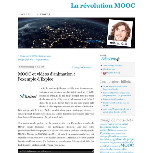 MOOC et vidéos d’animation : l’exemple d’Explee