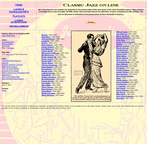 A Jazz Anthology MP3 Choose listen download 33759 tunes jazz artists