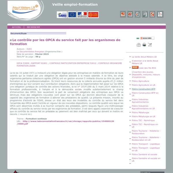 Contrôle du service des OF/les OPCA (rapport de l'IGAS - 2014)