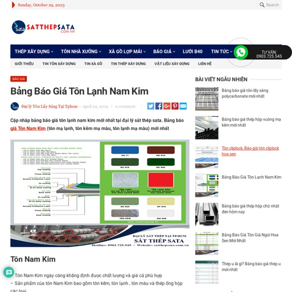 Bảng Báo Giá Tôn Lạnh Nam Kim