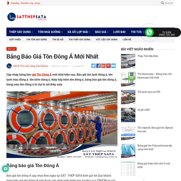Bảng Báo Giá Tôn Đông Á Mới Nhất