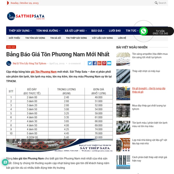 Bảng Báo Giá Tôn Phương Nam Mới Nhất