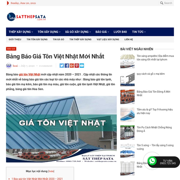 Bảng Báo Giá Tôn Việt Nhật Mới Nhất