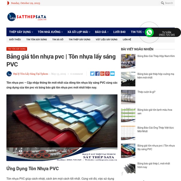 Bảng giá tôn nhựa pvc