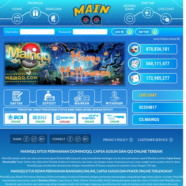 MAINQQ Bandarq online, DominoQQ, Poker Online dan QQ online Terbaik di Seluruh Indonesia