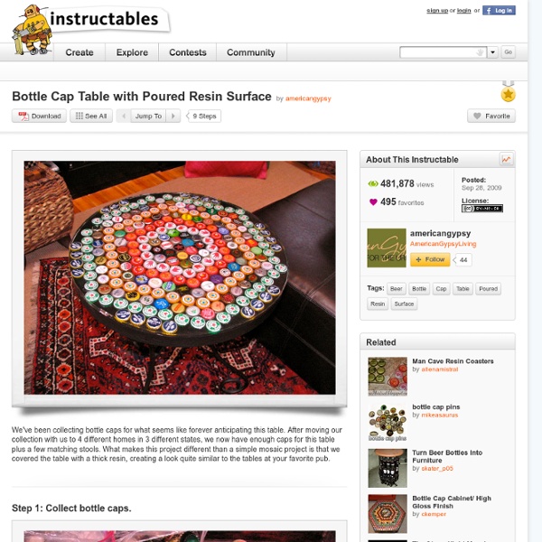 Bottle Cap Table with Poured Resin Surface