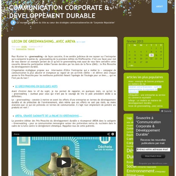 Greenwashing "Communication Corporate & Développement Durable"