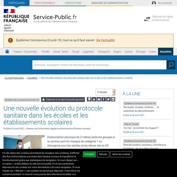 Épidémie de Coronavirus (Covid-19) -Une nouvelle évolution du protocole sanitaire dans les écoles et les établissements scolaires