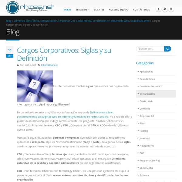 Cargos Corporativos: Siglas y su Definición