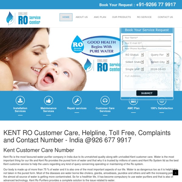 Kent RO Customer Care Toll Free Contact Number @ 9266779917