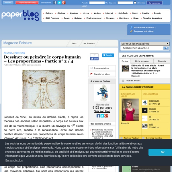 Dessiner ou peindre le corps humain – Les proportions - Partie n° 2 / 4