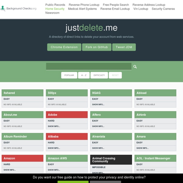 A directory of direct links to delete your account from web services.