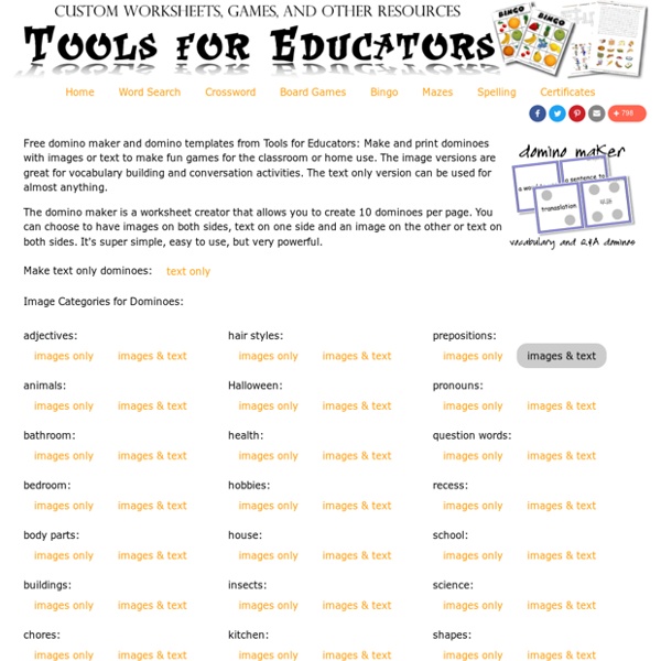Free Domino Maker - printable text, dot, or image dominos