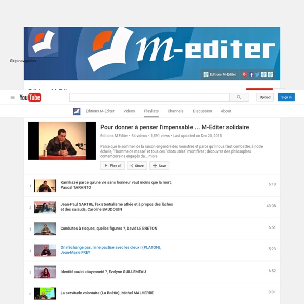 Pour donner à penser l'impensable ... M-Editer solidaire