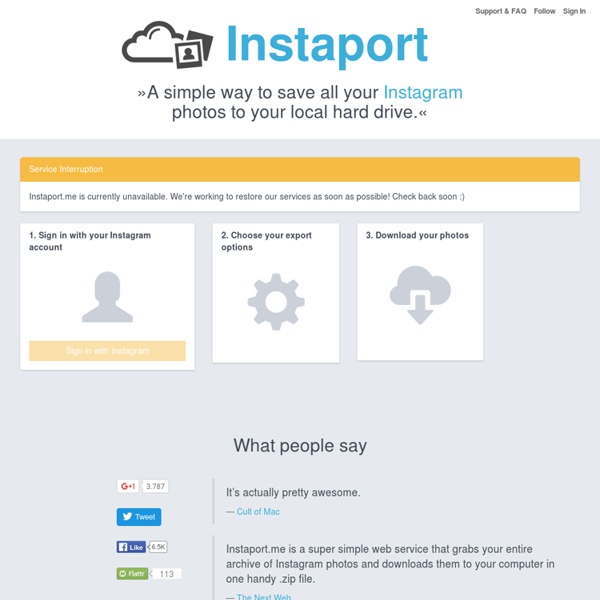 Export, Download and Backup your Instagram photos with Instaport