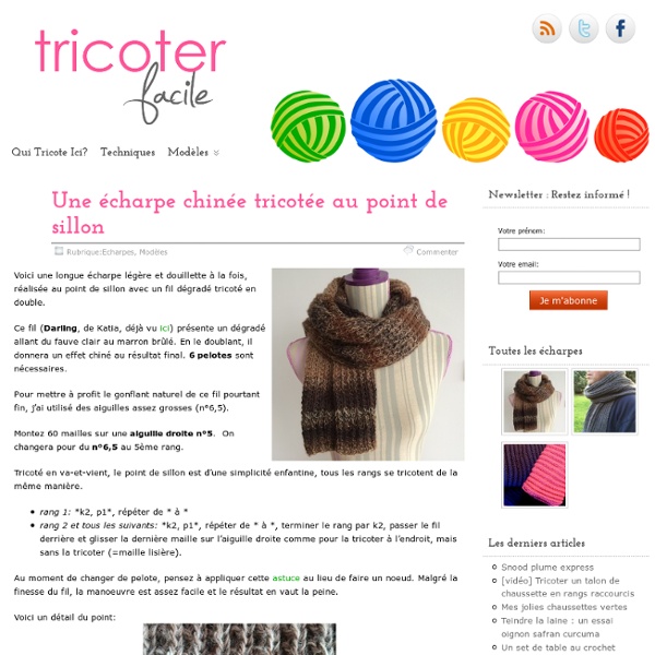 Une écharpe chinée tricotée au point de sillon