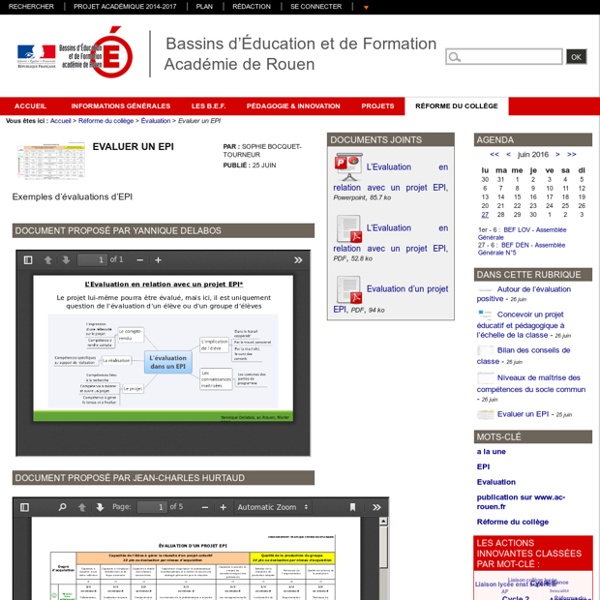 Bassins d'Éducation et de Formation Académie de Rouen - Evaluer un EPI