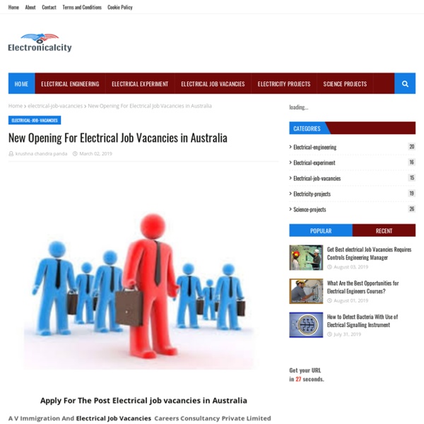 New Opening For Electrical Job Vacancies in Australia