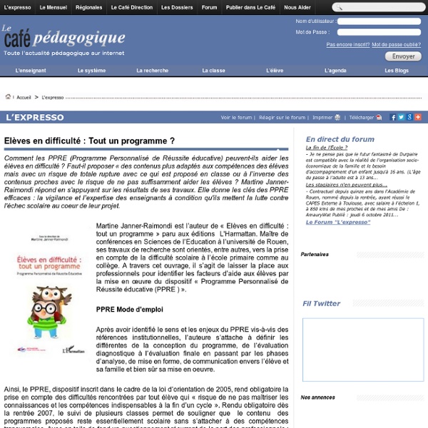 Elèves en difficulté : Tout un programme ?