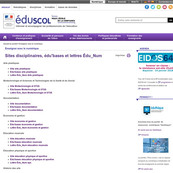 Ressources disciplinaires - Sites, édu'bases et lettres Tic'édu