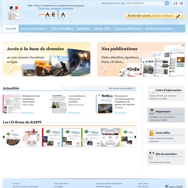 ARIA : Retour d'expérience sur accidents technologiques