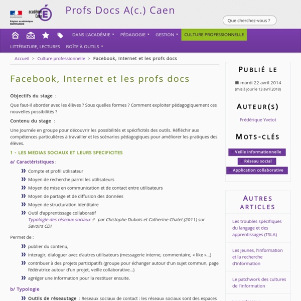 Facebook, Internet et les profs docs