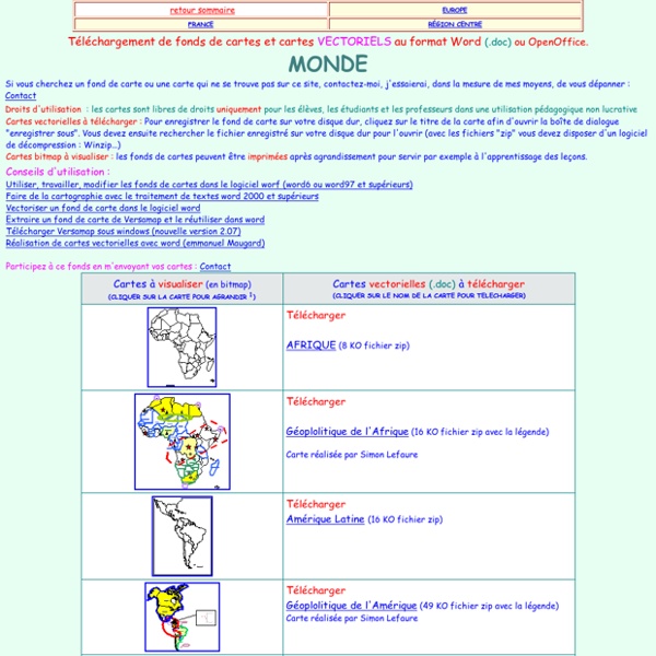 Fonds de cartes monde