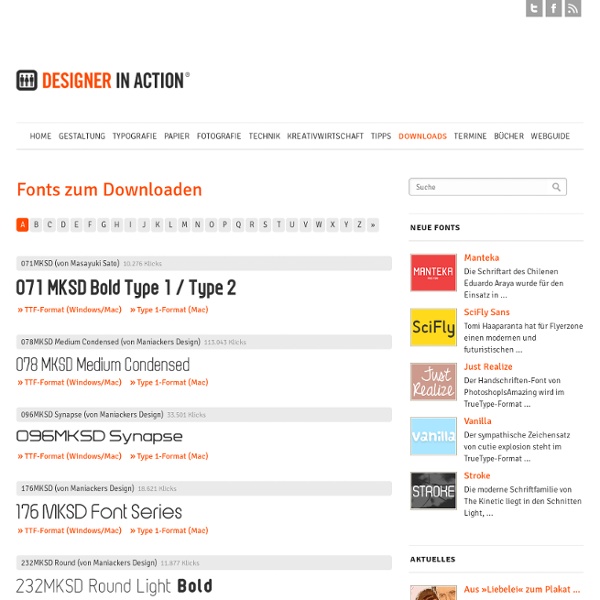 DESIGNER IN ACTION - Downloads von Free Fonts, Plug-Ins, Tools, Freeware, Shareware und mehr...