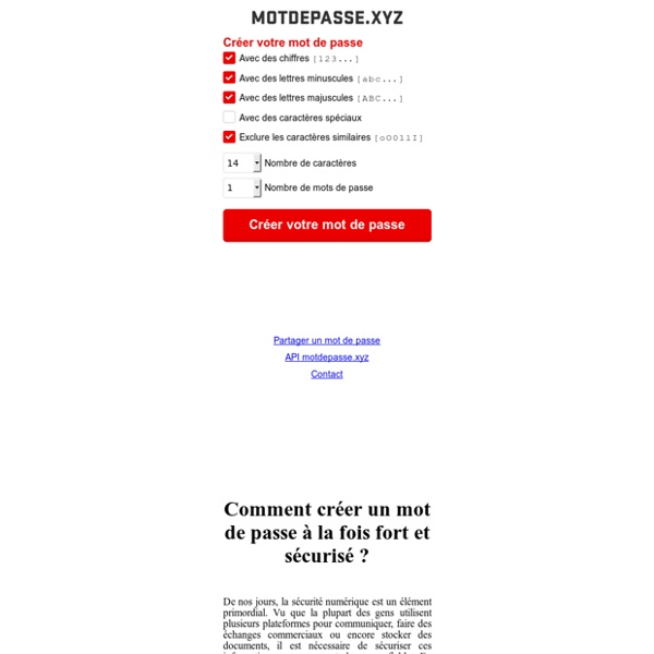Générateur De Mot De Passe En Ligne Aléatoire Et Fort