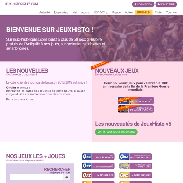 Accueil jeux quizz gratuits d'histoire