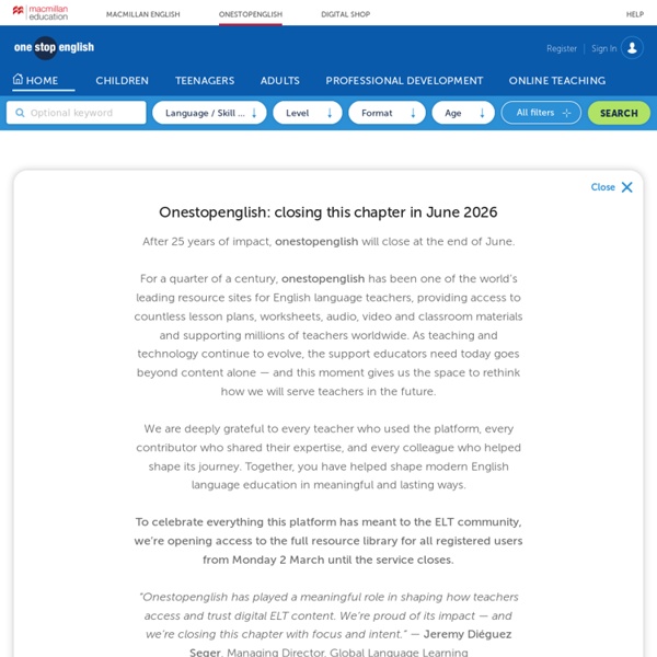 Onestopenglish: Number one for English language teachers