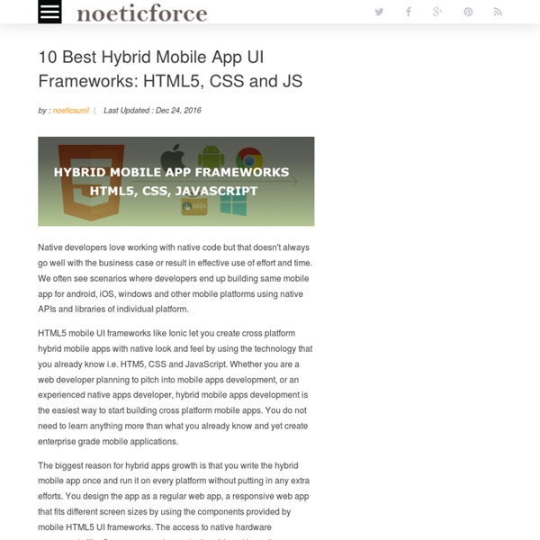 10 Best Hybrid Mobile App UI Frameworks: HTML5, CSS and JS