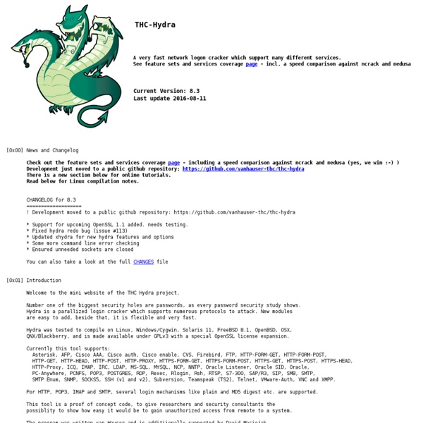 HYDRA - fast and flexible network login hacker