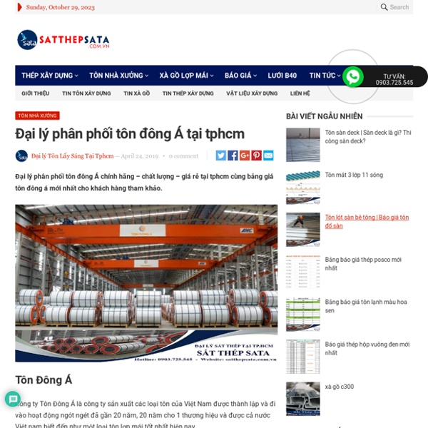 Đại lý phân phối tôn đông Á tại tphcm