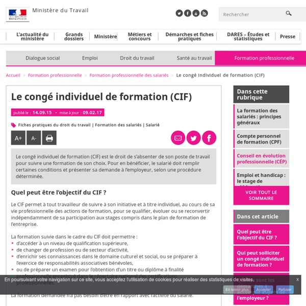 Le congé individuel de formation (CIF) - Formation professionnelle des salariés
