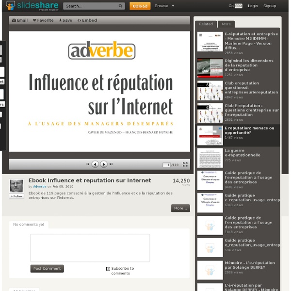Ebook Influence et reputation sur Internet