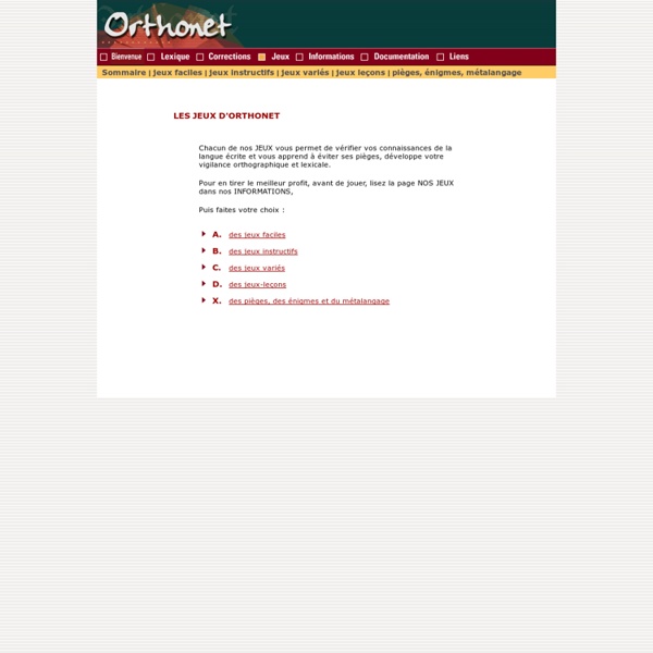 ORTHONET : jouer pour améliorer son orthographe