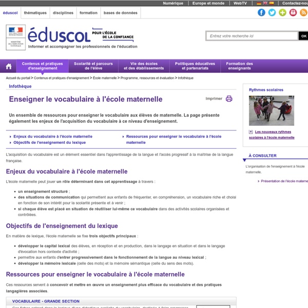 École maternelle - Enseigner le vocabulaire à l'école maternelle
