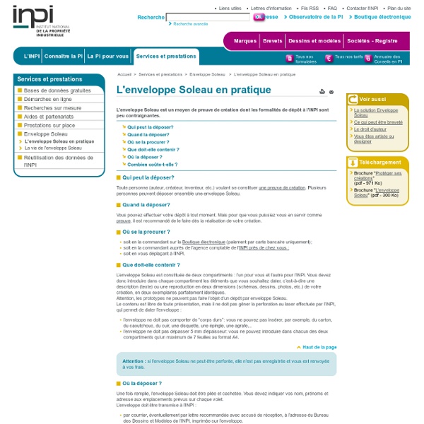 L'enveloppe Soleau en pratique