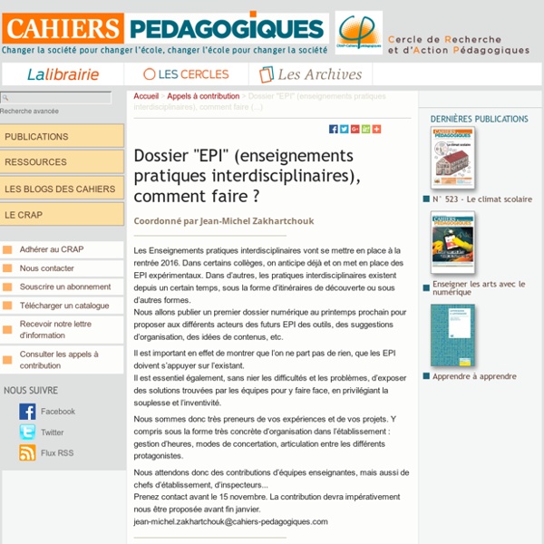 Dossier "EPI" (enseignements pratiques interdisciplinaires), comment faire