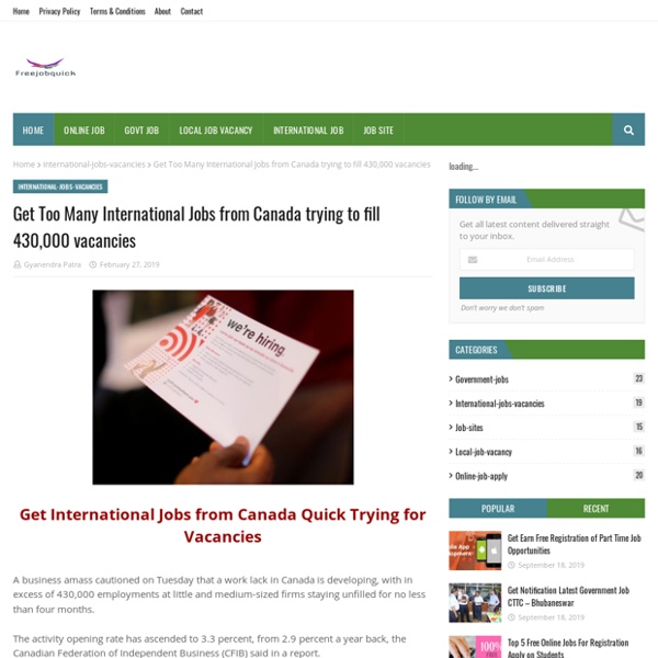 Get Too Many International Jobs from Canada trying to fill 430,000 vacancies