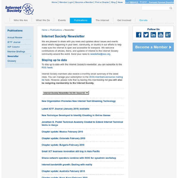 Monthly Newsletter - The Internet Society on Egypt?s Internet shutdown