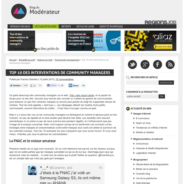 Top 10 des interventions de community managers