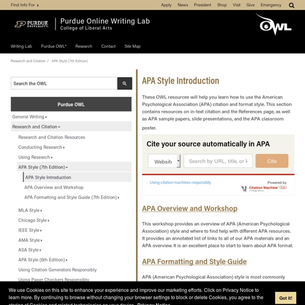 APA Style Introduction // Purdue Writing Lab