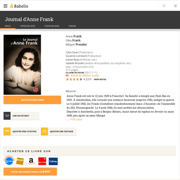 Le Journal d'Anne Frank - Babelio