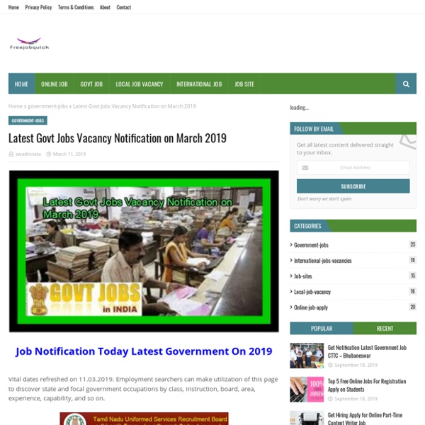 Latest Govt Jobs Vacancy Notification on March 2019